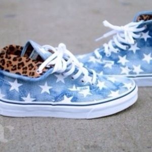 Authentic HI Washed Denim w White Stars Canvas